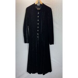The Pyramid Collection Black Velvet Button Maxi Dress Size L Goth Fairygoth Vamp